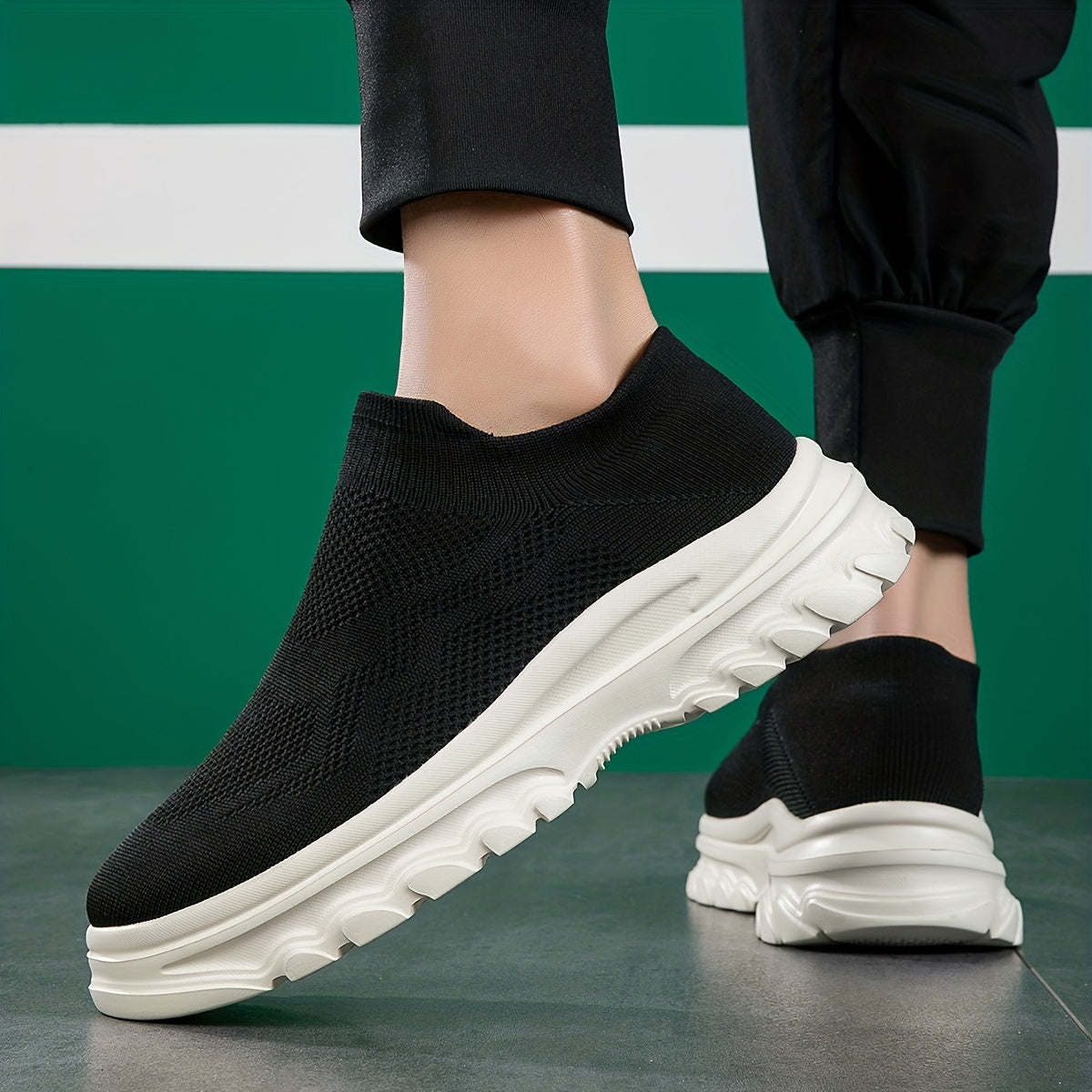 Men's Casual Slip On Woven Sneakers Breathable Non Slip Sneakers