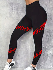 Sporty Leggings Women's High Rise Rice Print Elastic Leggings