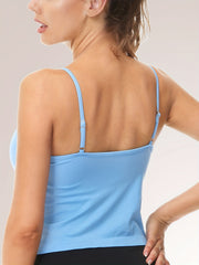 Solid Cami Top Comfy Crew Neck Backless