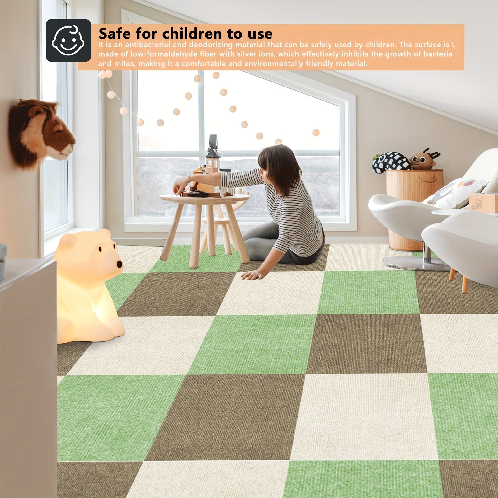 Anti-slip Office Floor Tile Carpet Sticker Self-adhesive Square Carpet Sticker