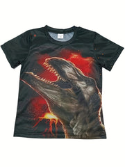 Dinosaur & Red Lightning T shirt For Kids Short Sleeve Top Boy's Clothes