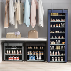 Foldable Portable Shoe Rack with Dustproof Cover - Entryway Shoe Storage Cabinet