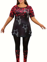 Glitter Star Print Tee & Leggings Lounge Set
