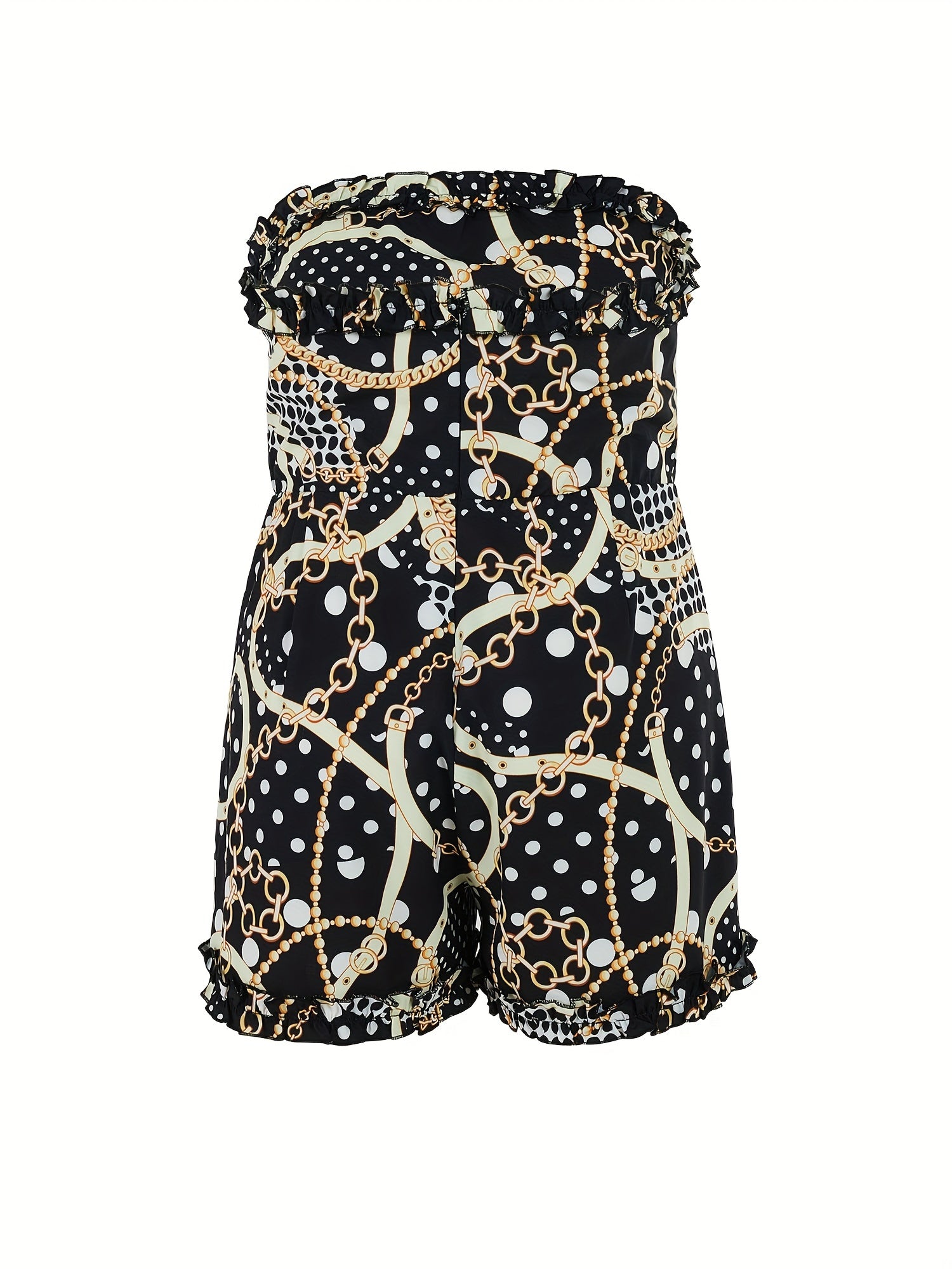 Chain Print Tube Romper Medium Stretch