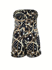 Chain Print Tube Romper Medium Stretch