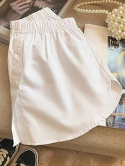 Solid Button Front Elastic Skirts Stylish Mini Skirts Women's Clothing