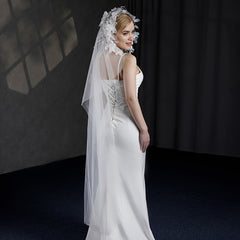 Bridal Veil with Floral Tassel Wedding Headpiece