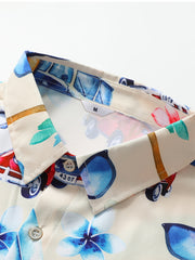 Tropical Hawaiian Shirt Men's Short Sleeve Button Up Beach Vacation Shirt