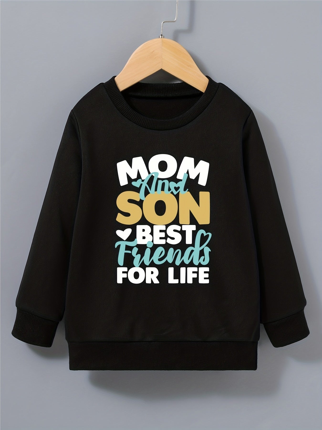 Boys Round Neck Sweatshirt Pullover MOM AND SON Print Casual Top