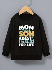 Boys Round Neck Sweatshirt Pullover MOM AND SON Print Casual Top