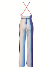 Sexy Backless Long Jumpsuit Sleeveless Wide Leg