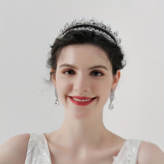 Crown Hair Band Rhinestone & Faux Pearl Decor Headband Bridal Wedding Headwear