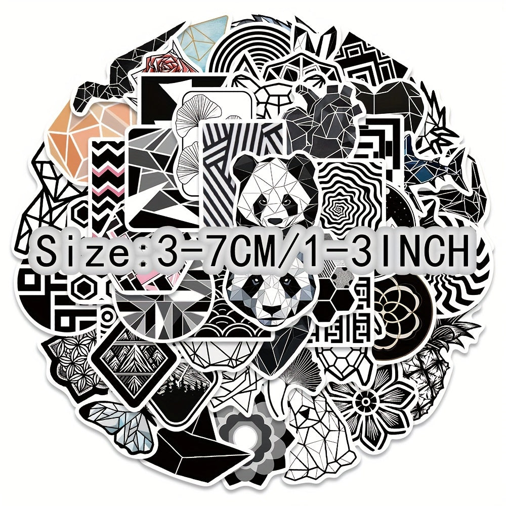 50pcs Geometric Panda Stickers for Laptop Helmets Water Cup DIY P