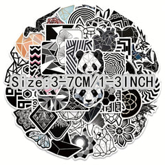 50pcs Geometric Panda Stickers for Laptop Helmets Water Cup DIY P