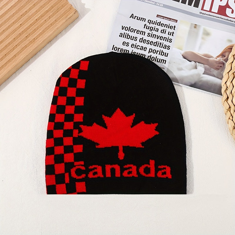 Maple Leaf Jacquard Knit Beanie