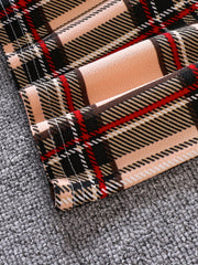 Girls' Classic Plaid Bodycon Dress With Belt Slim Fit