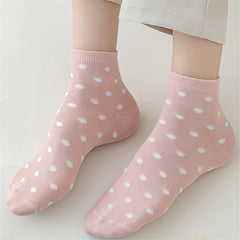 6 Pairs Polka Dot Crew Socks Women's Stockings