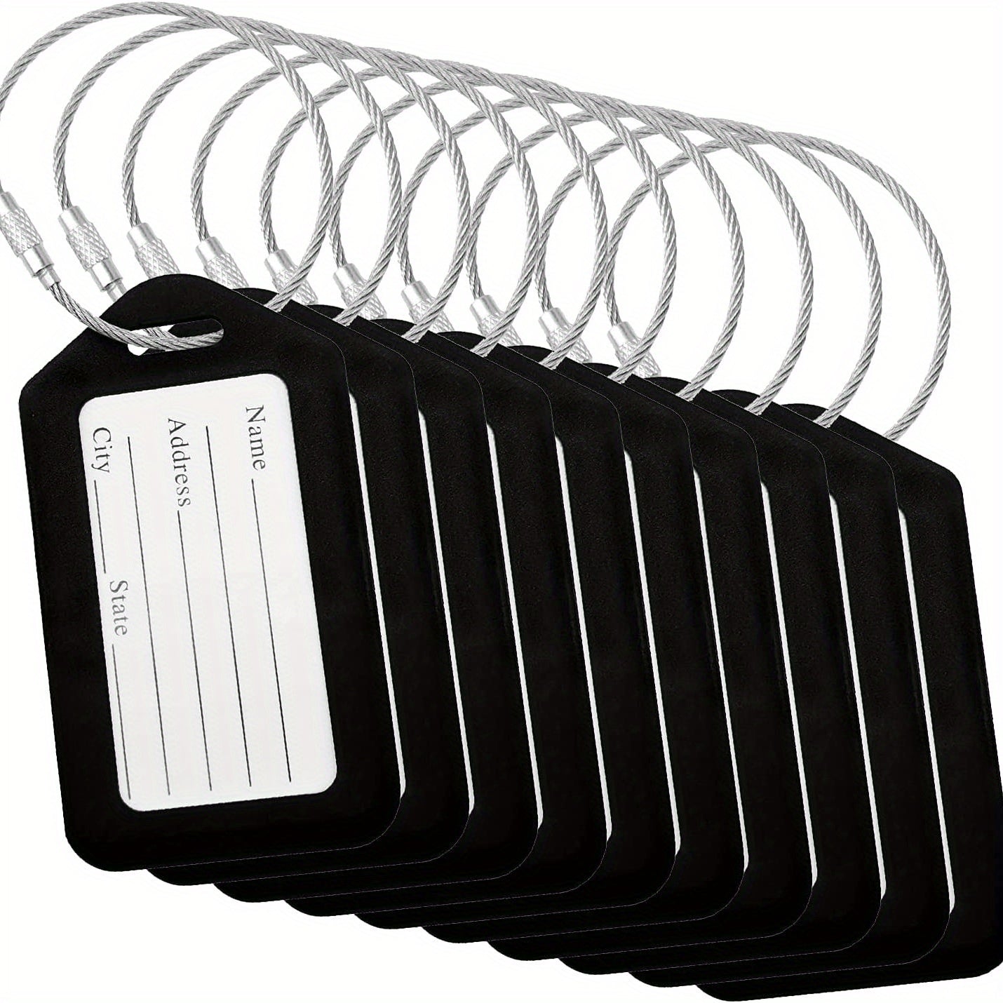 10 Green Luggage Tags with Keychain Attachment