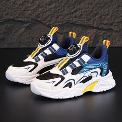 Boy's Block Basketball Shoes with Rotating Buckle Non Slip Sneakers