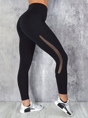 Mesh Contrast Yoga Leggings with Pocket