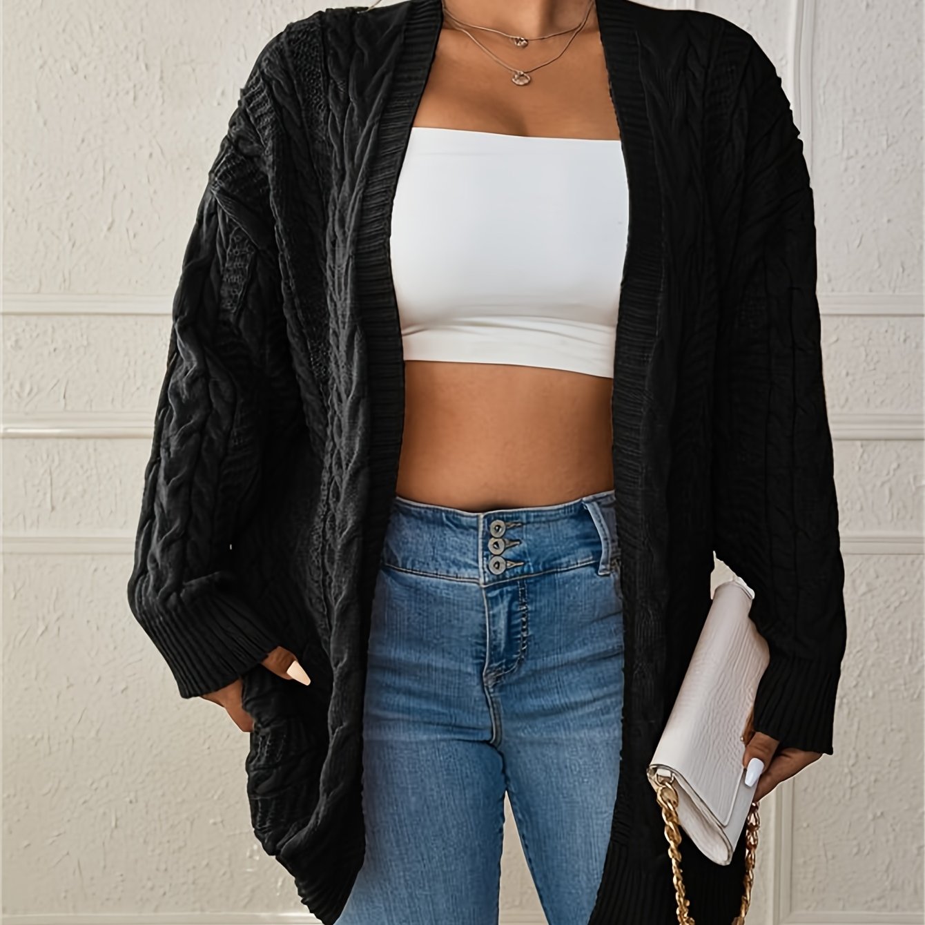 Cable Long Sleeve Cardigan