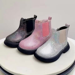 Girls Lightweight Non Slip Ankle Boots With Zipper
