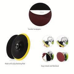 142pcs 4 Inch Hook And Loop Sandpaper Set for Drills and Sanders