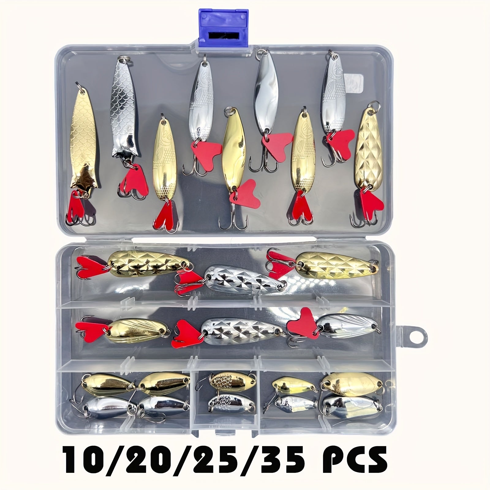 Metal Spoon Fishing Lures Kit - Spinner Baits With Box - Fishing Tackle