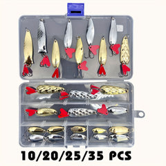 Metal Spoon Fishing Lures Kit - Spinner Baits With Box - Fishing Tackle