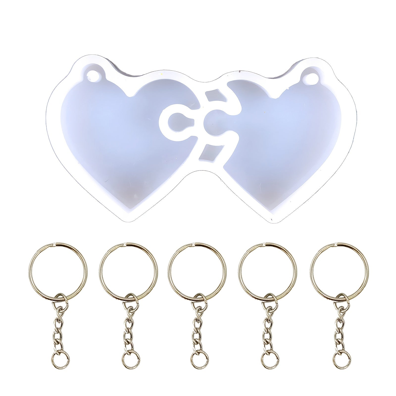 Puzzle Heart Silicone Keychain Mold DIY Jewelry Pendant Making Tool