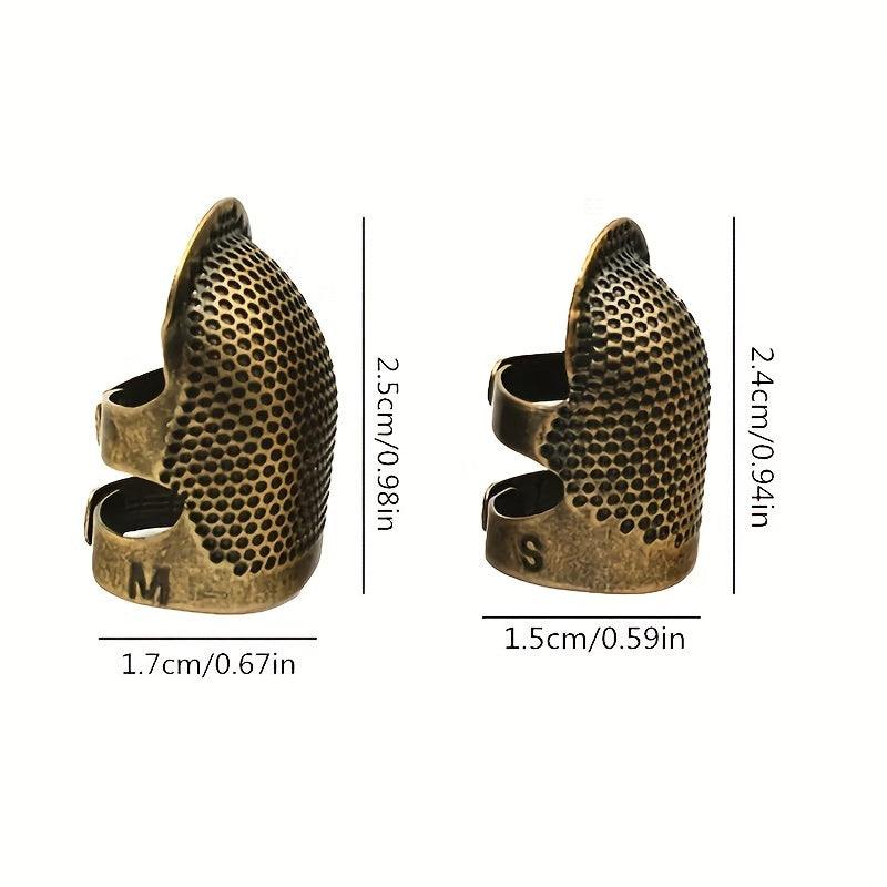 2pcs Adjustable Retro Finger Thimble, Ancient Copper Thimble
