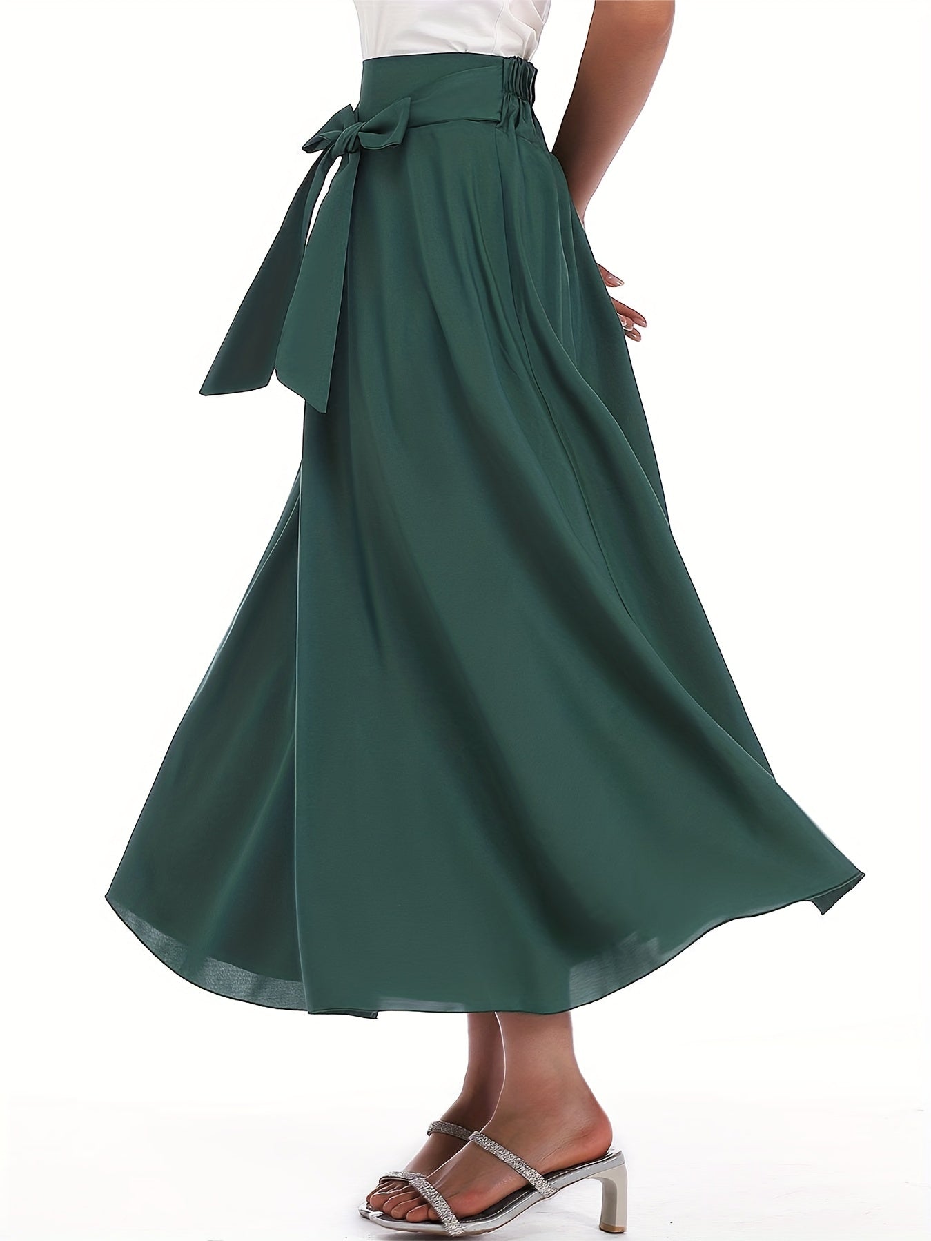 Tie Waist A line Skirt Solid Casual Skirt Women's Clothing