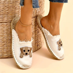 Women's Puppy Flat Mules Closed Toe Espadrille Backless Loafers