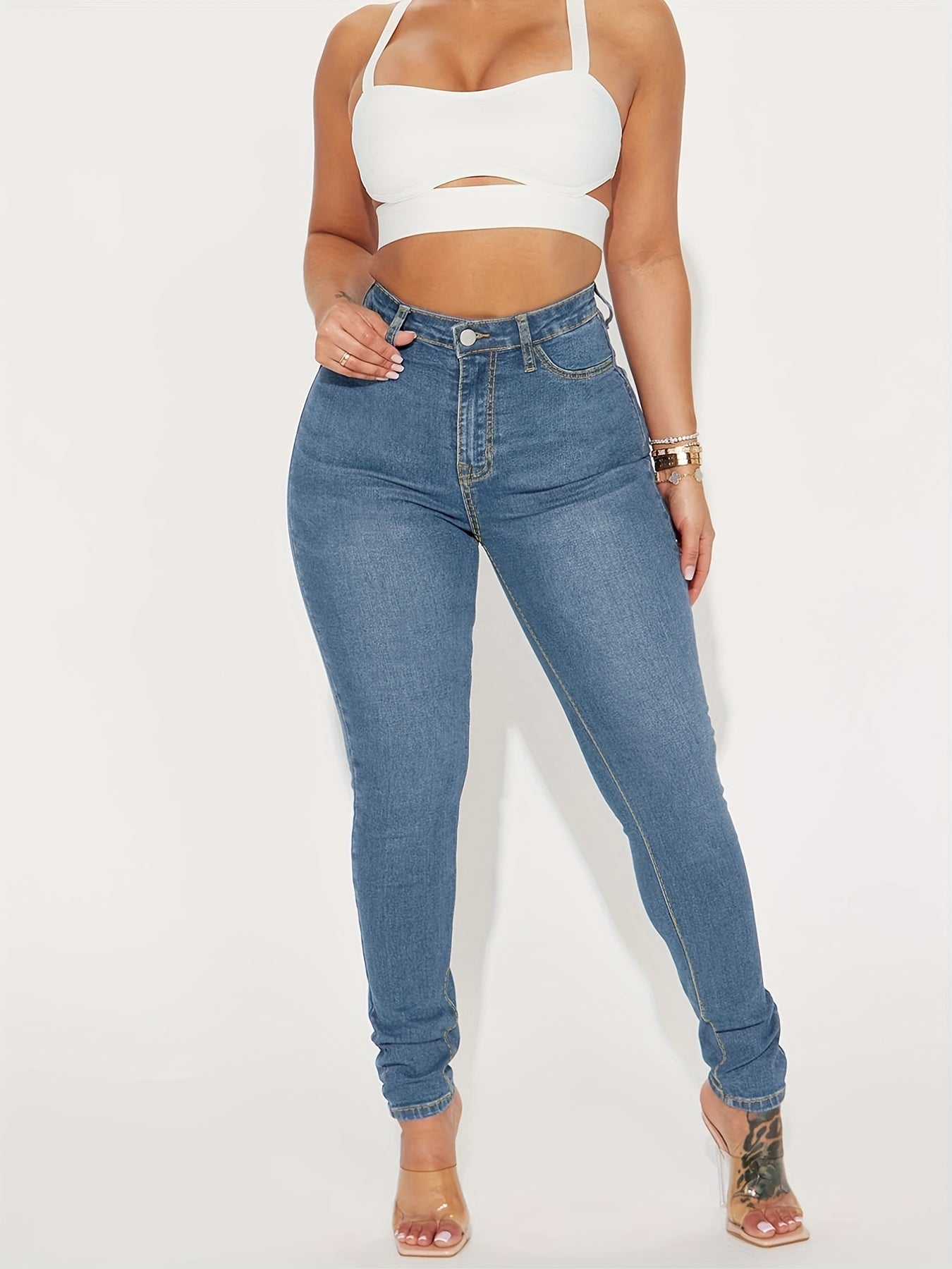 Slim Fit Skinny Jeans High Stretch Casual Denim Pants