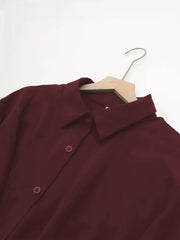 Plus Size Casual Dress Women's Plus Solid Long Sleeve Turn Down Collar