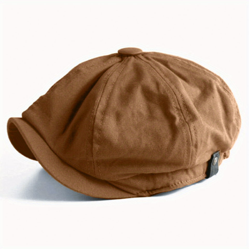 Adjustable Leather Ear Protection Newsboy Cap for Middle-aged Men Dad