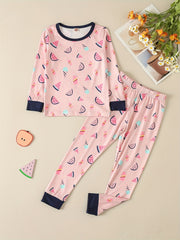 2Pcs Toddler Girls Watermelon Pajama Set Long Sleeve Top & Pants