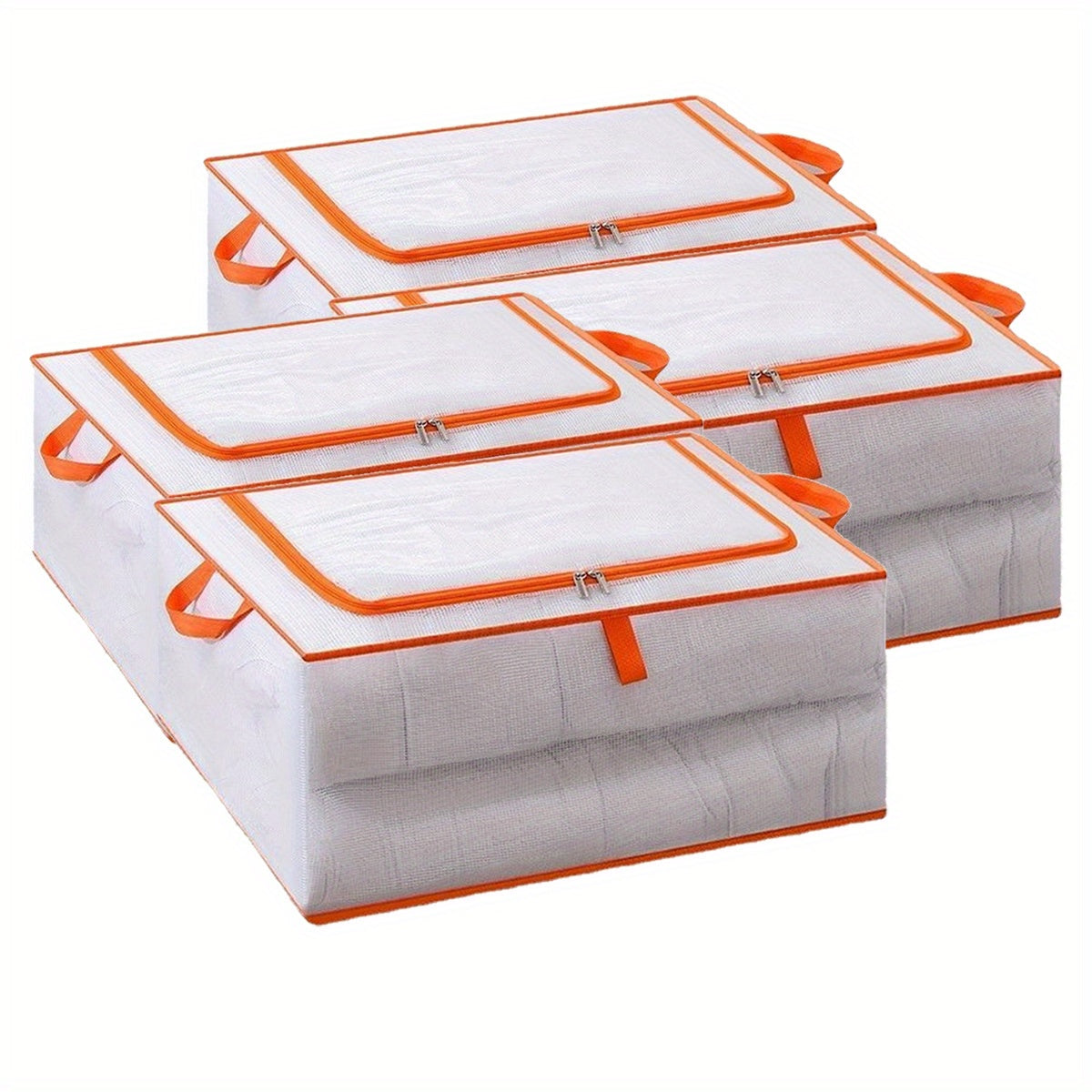 Orange Foldable Clothes Storage Box Sturdy Handles Large Moving Bag
