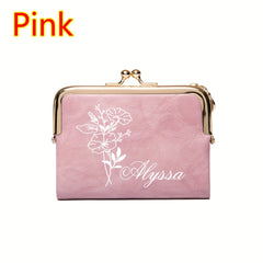 Personalized Floral Name Wallet for Women Custom Birth Month & Name
