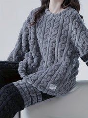 Women's Flannel Striped Pajamas Set Long Sleeve Top & Pants
