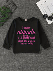 Girls Sweatshirt Attitude Print Crew Neck Long Sleeve Pullover For Pre Teens