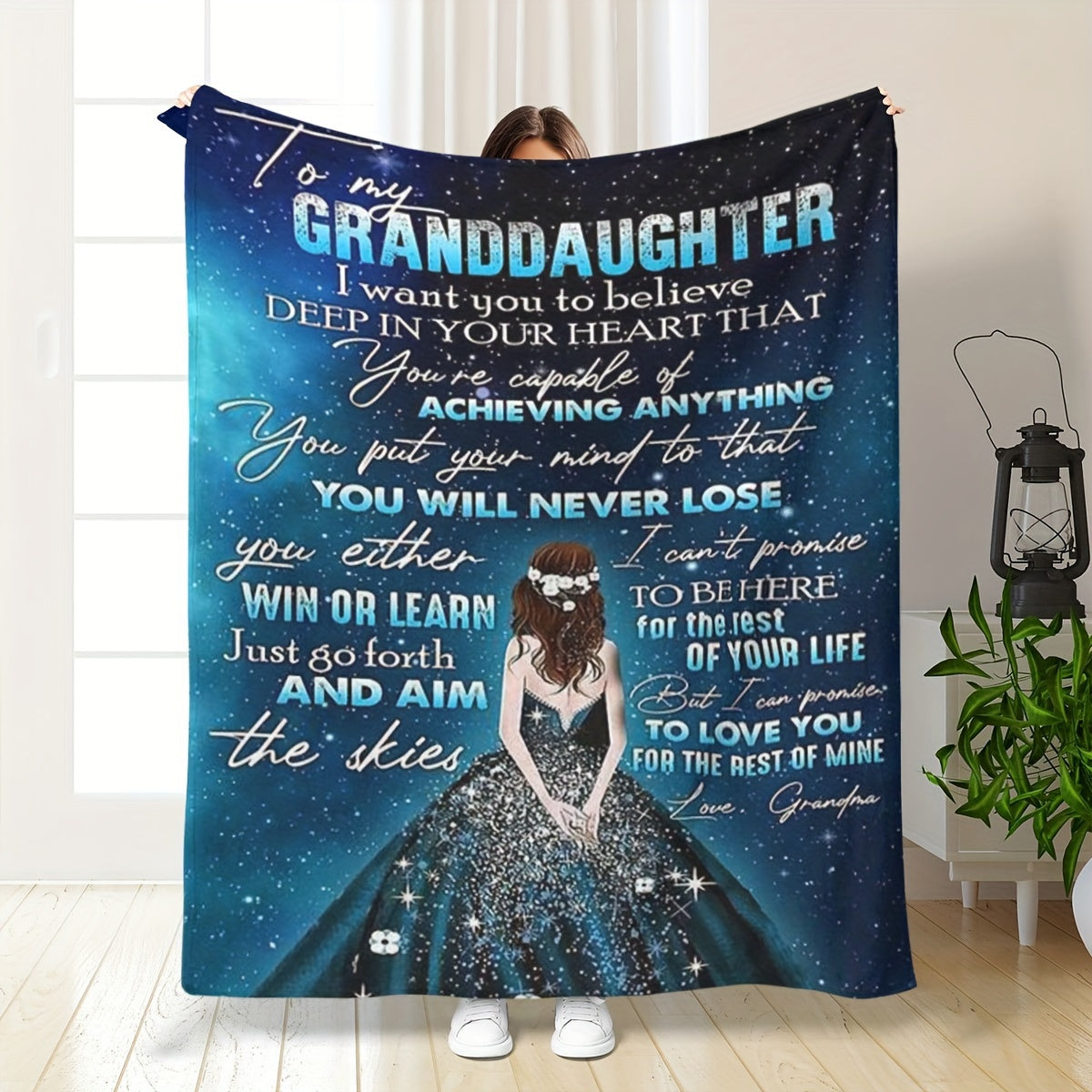 To My Granddaughter Printed Blanket - Home & Outdoor Use