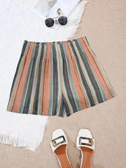 Striped Summer Shorts Casual Women's Clothing