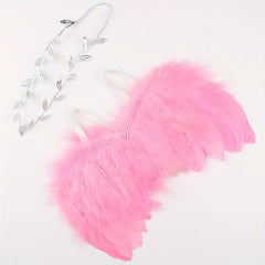 2pcs Feather & Leaf Hairband Set for Newborn Photoshoots