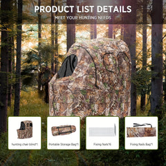 Camouflage Ground Blind for Deer and Turkey, Waterproof, Single Camo Design