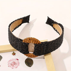Boho Woven Wide Headband Straw Knitted Hairband