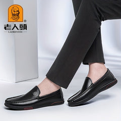 LAORENTOU Men's Leather Loafer Shoes Lightweight Wear resistant Driving Shoes