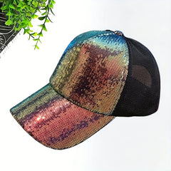 Sequin Hip Hop Baseball Cap Trucker Hat For Women