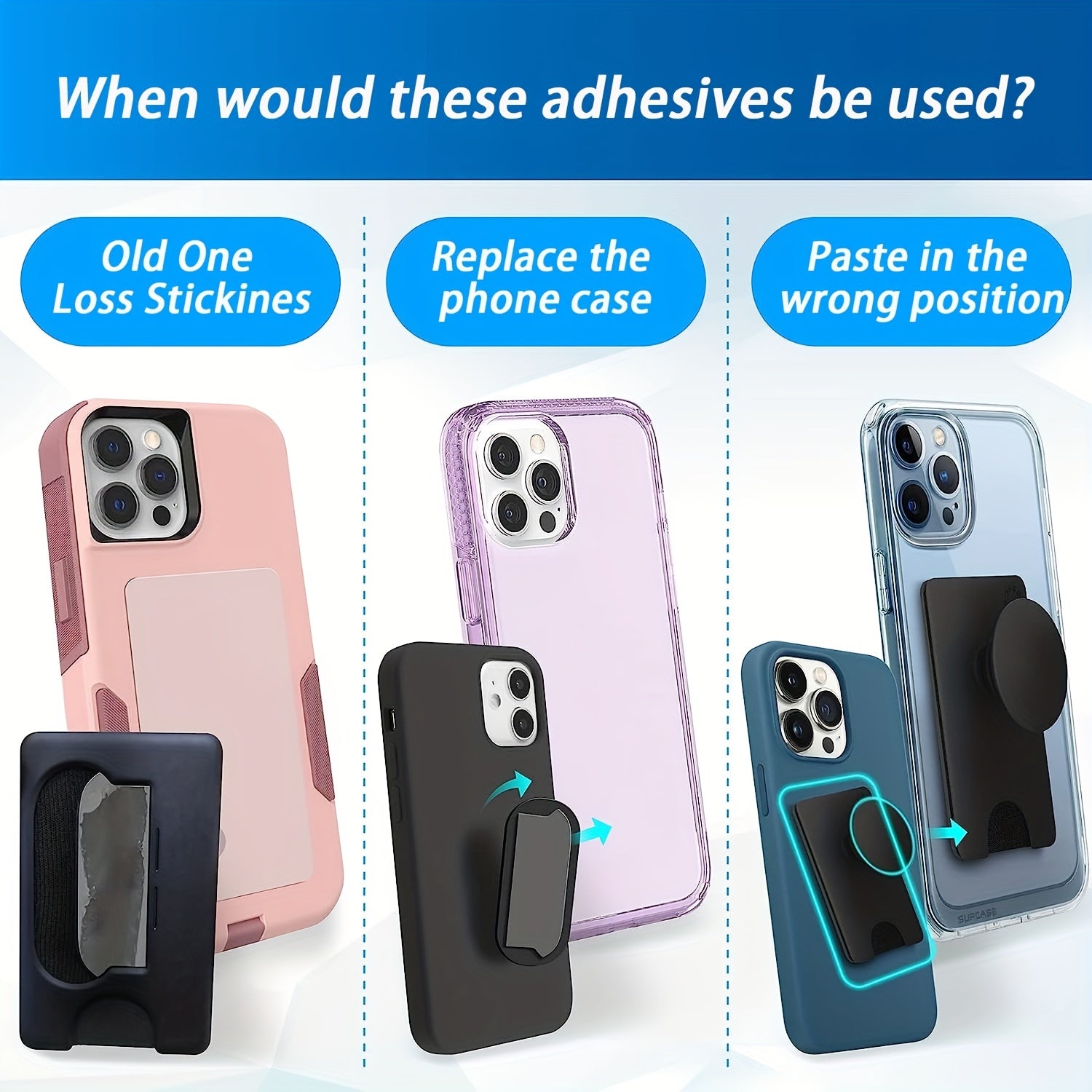 8pcs Replacement Sticky Adhesive Tapes for Socket Up Wallet & Socket Wallet Plas