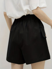 Casual Elastic Waist Cargo Shorts with Pockets